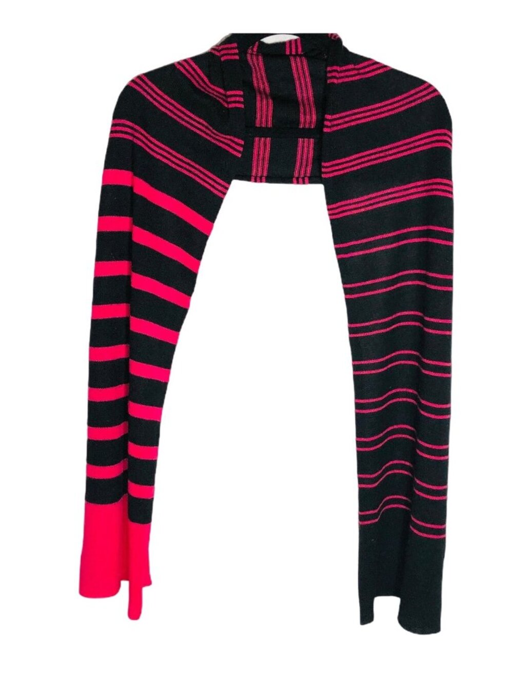 Lsenboye scarf pink black stripped knit acrylic 72X15" READ